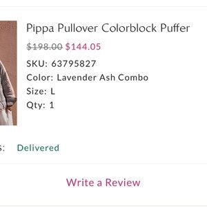 Free People Lavender and Ash Puffer Jacket